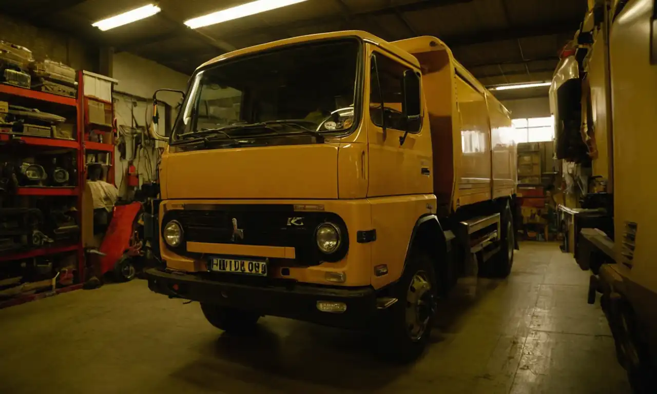 Camioneta en un taller mecánico, revisión de componentes