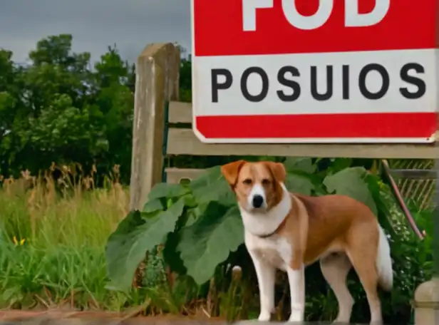 Alert dog near poisonous food warning signs