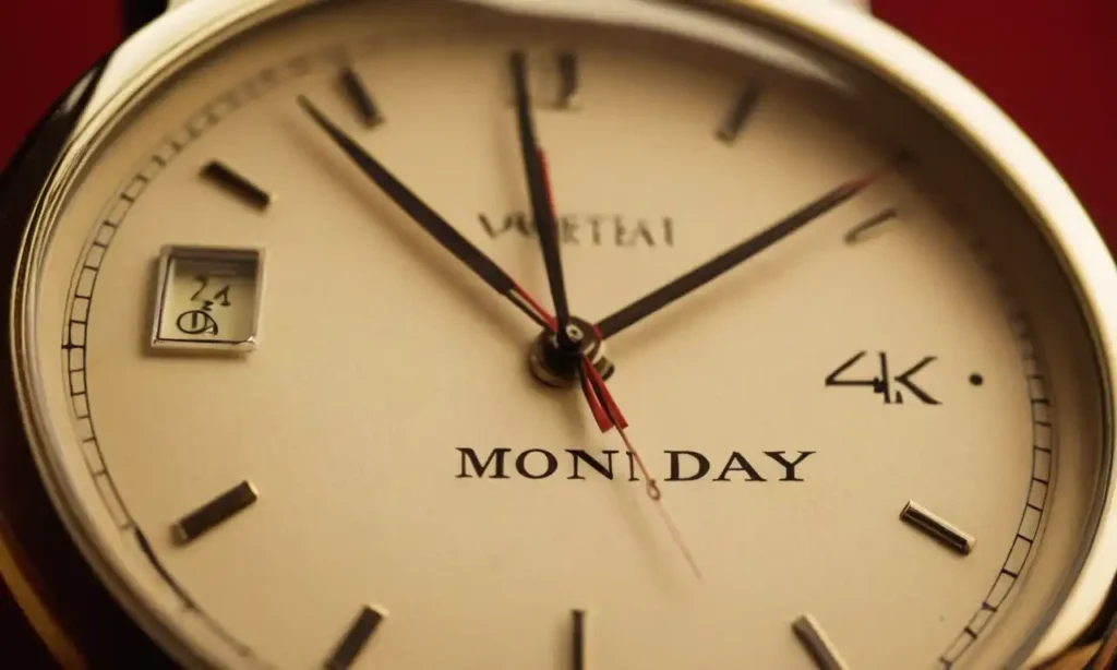 Un reloj digital con las palabras Monday to Sunday