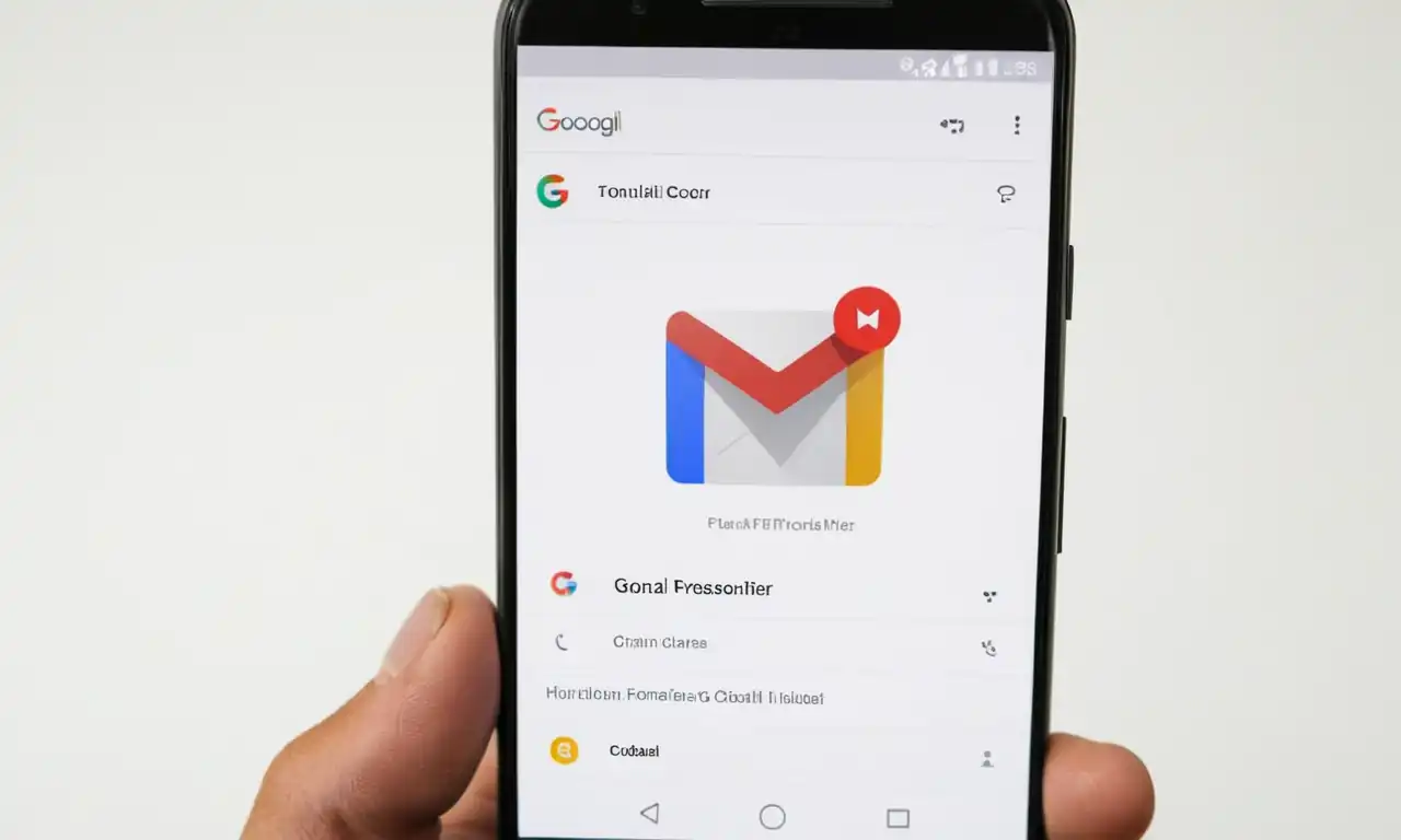 Un teléfono móvil con la pantalla de Gmail y un icono de eliminar en primer plano, sobre fondo blanco