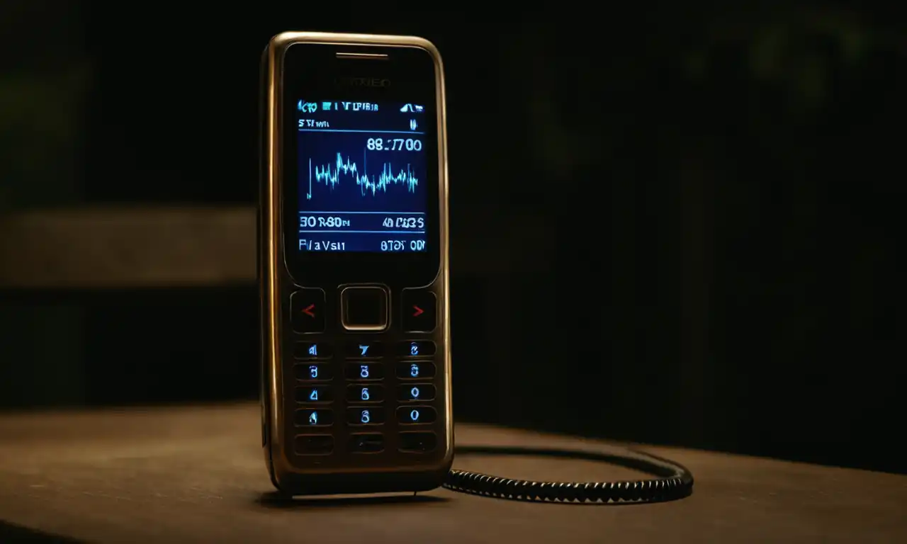 Un teléfono móvil con pantalla de correo electrónico en fondo oscuro