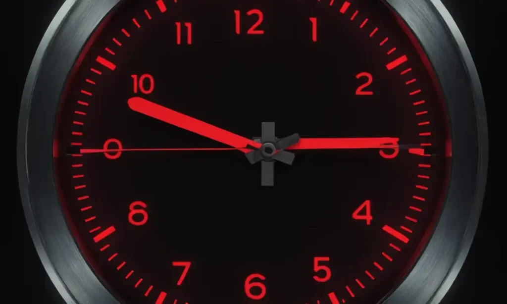 5 números en un reloj digital rodeado de una círculo rojo