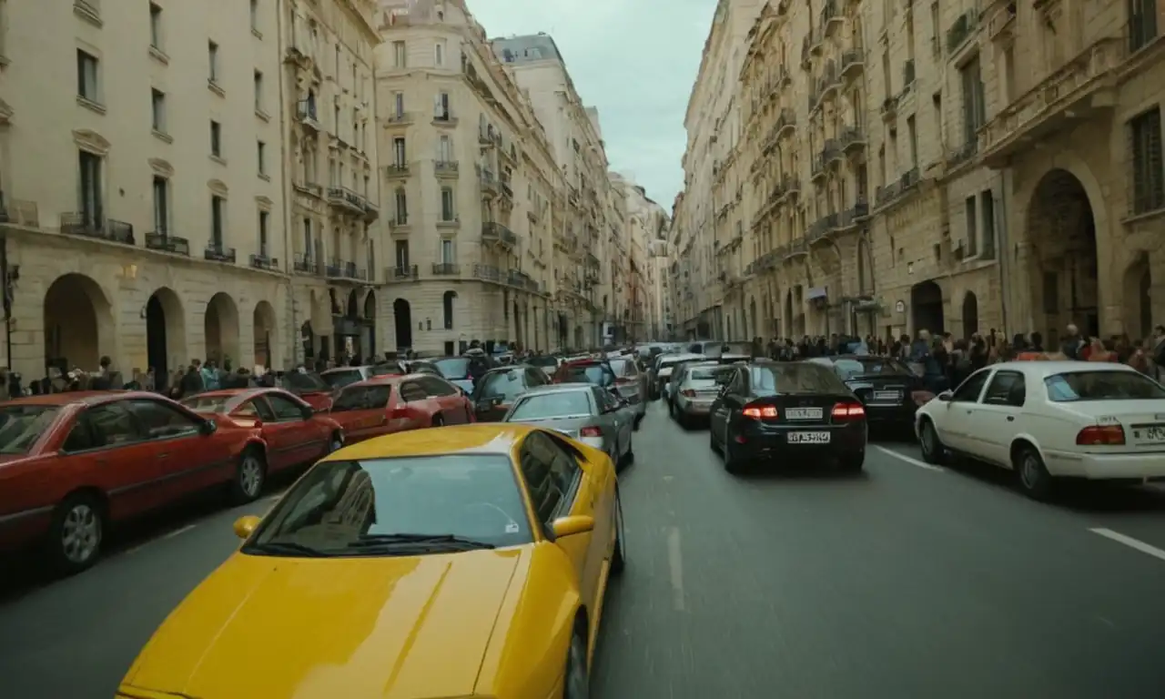 coches en ciudad moviendo aire sucio