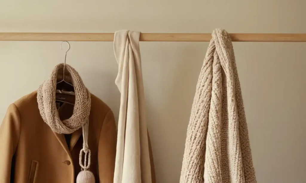 Beige clothing rack