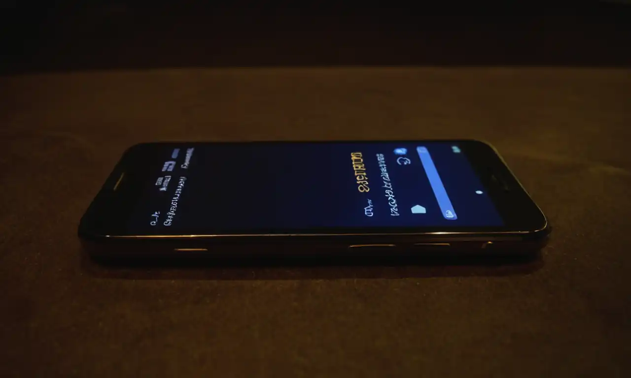 Teléfono móvil con pantalla iluminada y números en pantalla