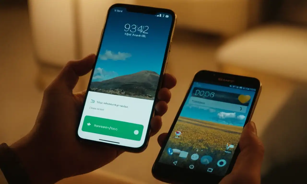 Smartphone y nuevo móvil con conversación en progreso