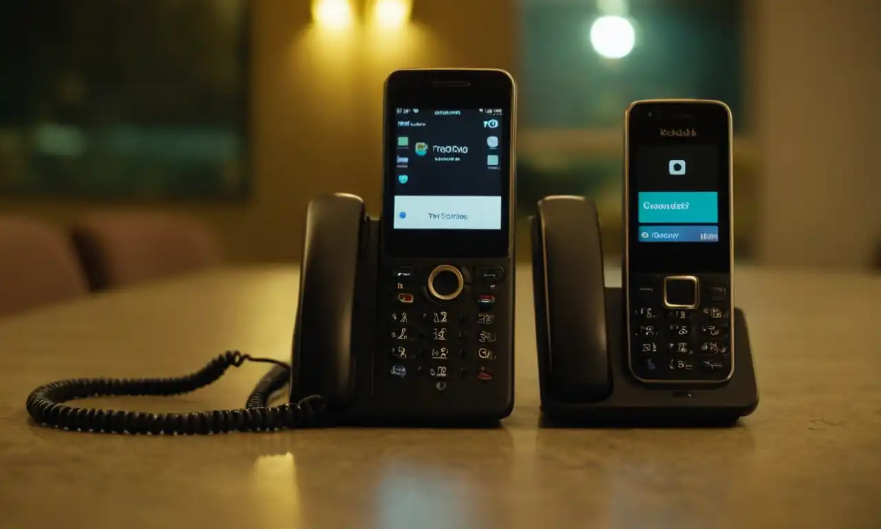 Dos teléfonos conectados por una línea continua