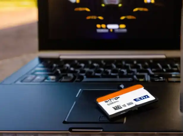 SD card connected to laptop