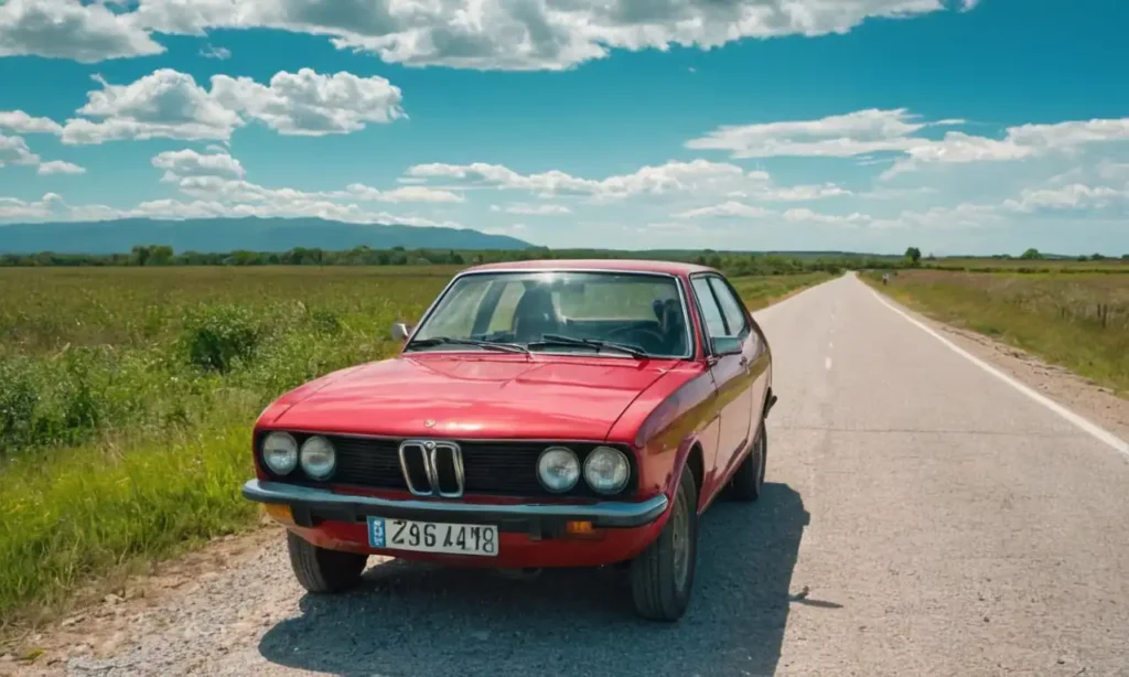 Un coche abandonado en una carretera vacía