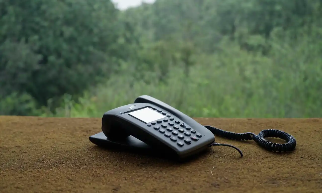 Un teléfono móvil con pantalla gris y un número en blanco, rodeado de siluetas de personas vigilantes