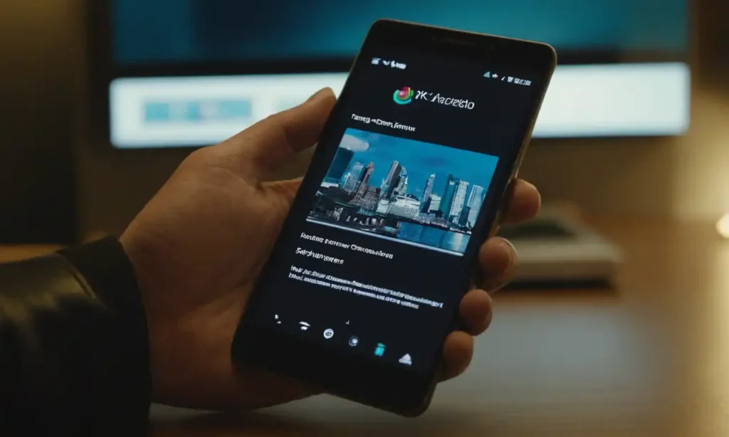 Un smartphone conectado a una tableta o ordenador con una aplicación de archivo transferido en la pantalla
