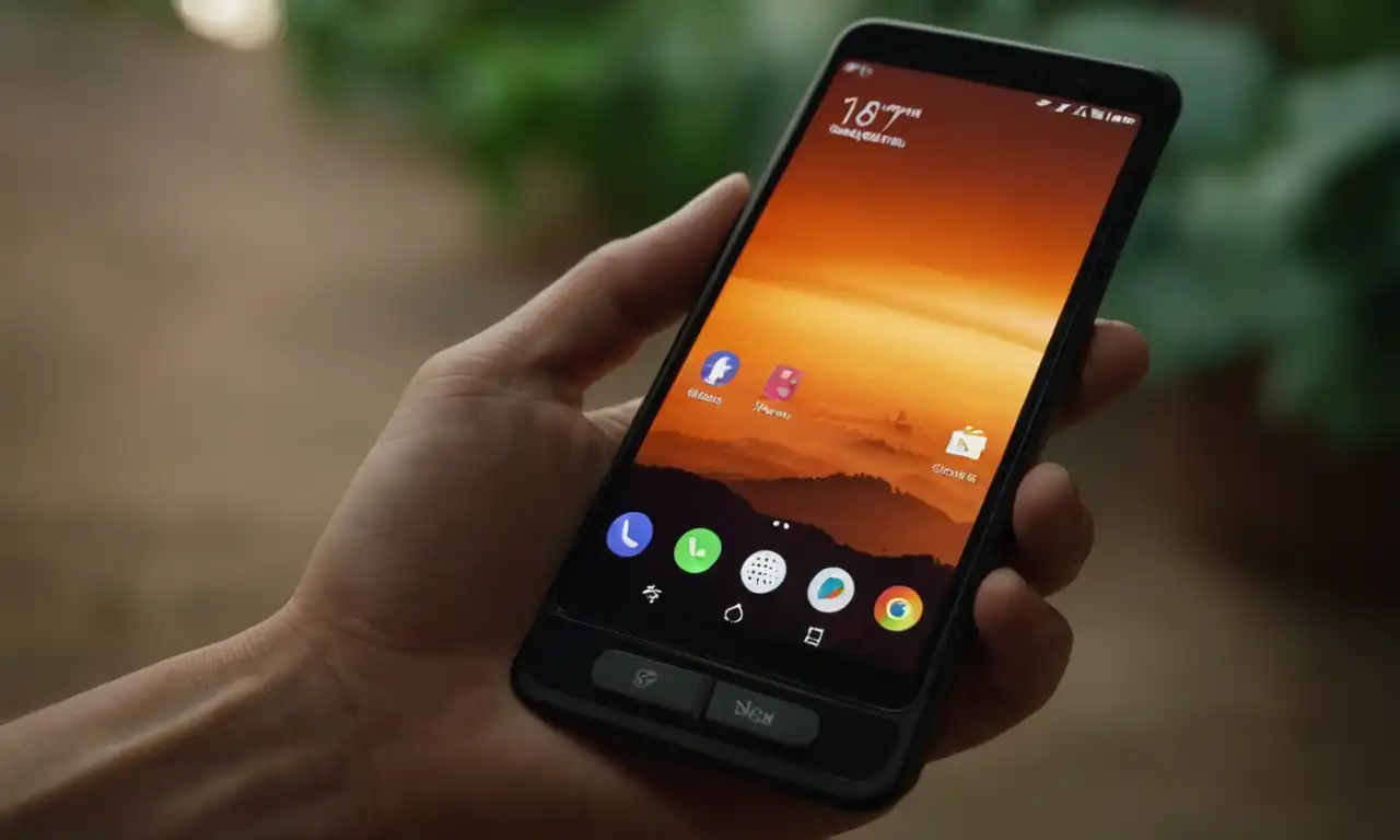 Teléfono móvil con pantalla brillante, mensajes en vivo y botones de comando