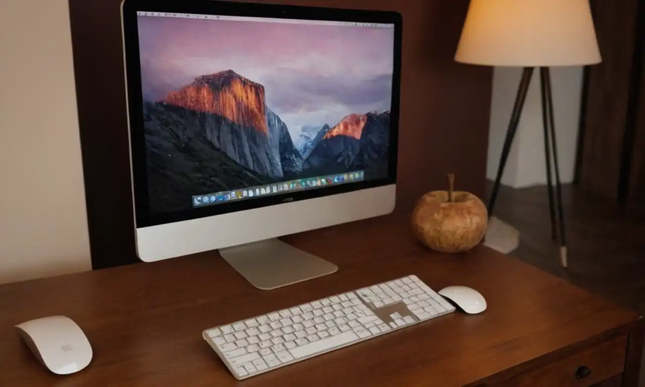 Escritorio de Mac con cursor y pantalla dividida