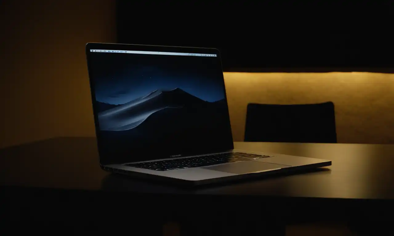 Macbook Pro brillando con fondo oscuro