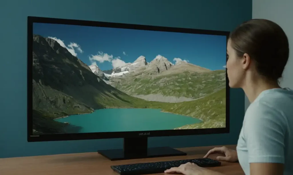 Un profesional sentado frente a una pantalla de computadora iluminada