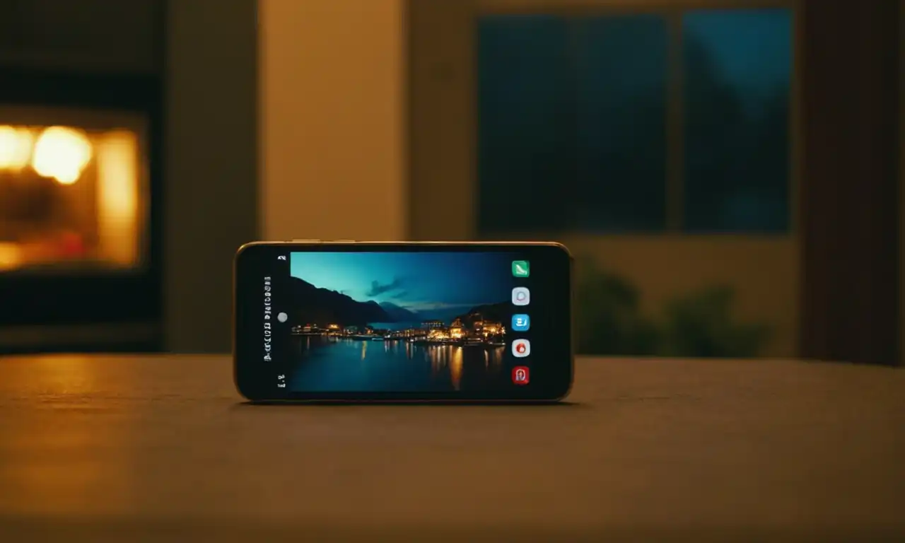 Un teléfono móvil con una captura de pantalla iluminada