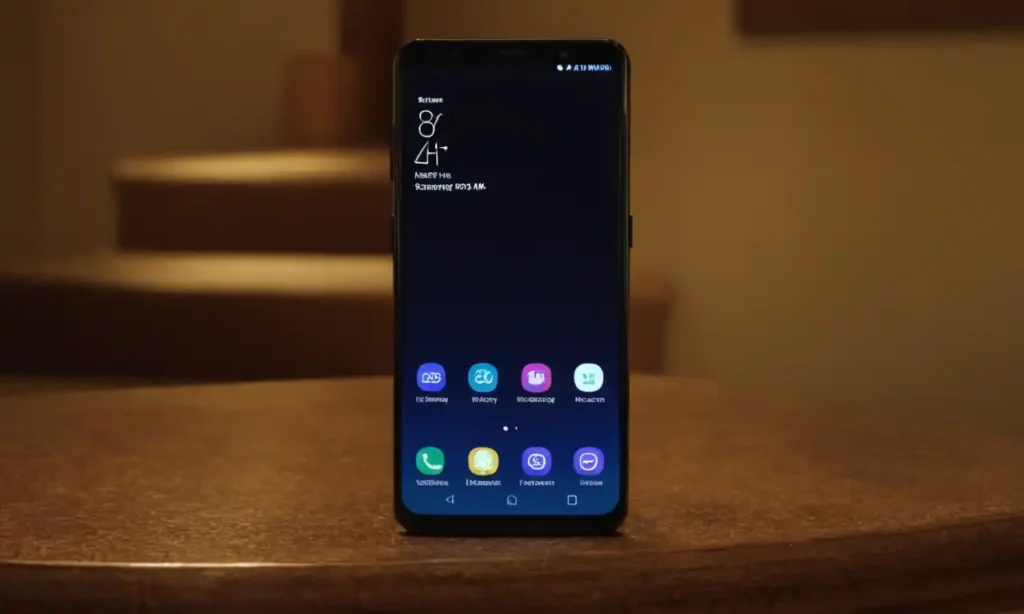 Móvil Samsung con icono de raíz cuadrada destacado