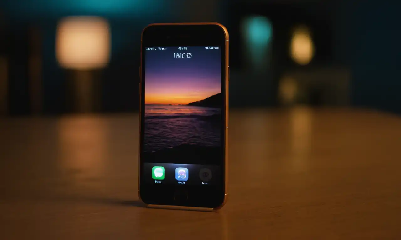 Un iPhone con una pantalla iluminada, mostrando la aplicación de Tono de llamada configurada