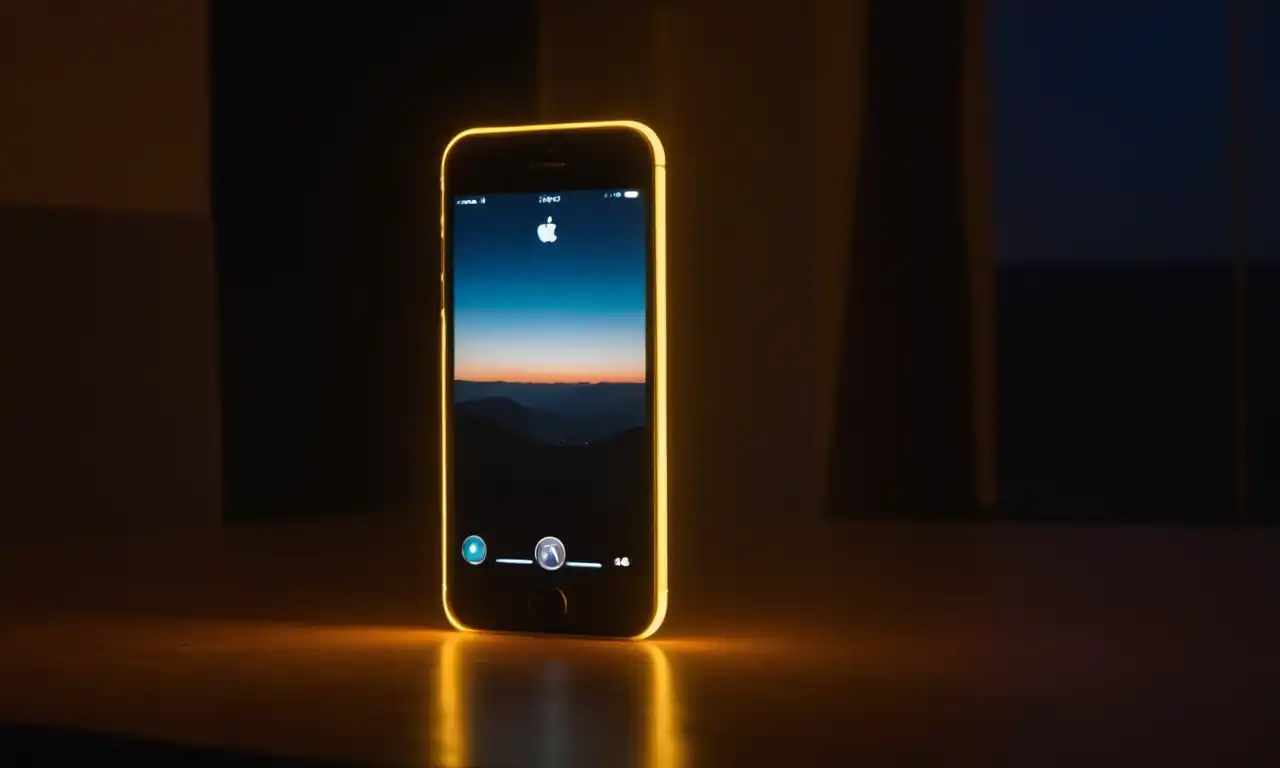 iPhone con pantalla iluminada, símbolo de contactos destacado