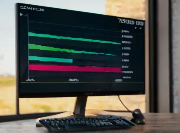 Graphic charts on a PC screen with a controller in focus