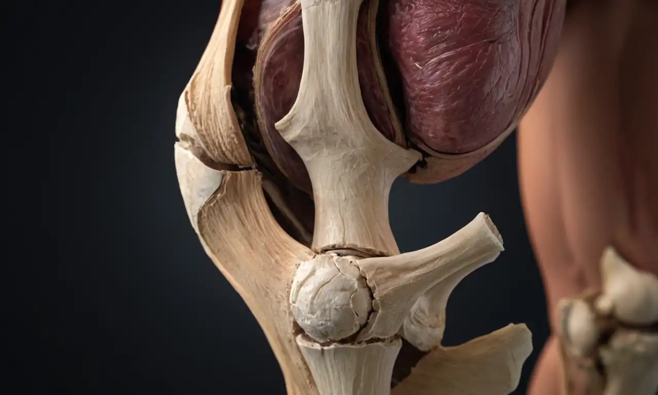 Knee joint anatomy, bones, tendons, ligaments, subtle gradient