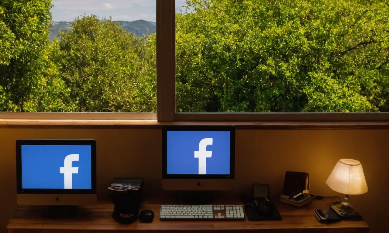 4 ventanas de computadora con varios perfiles de Facebook en segundo plano