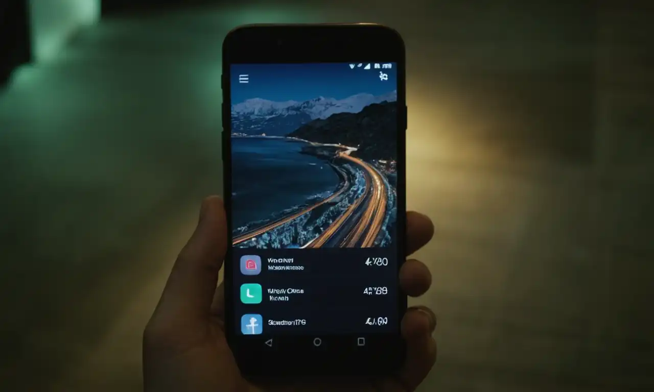 Smartphone conectado a computadora con flechas y datos en pantalla