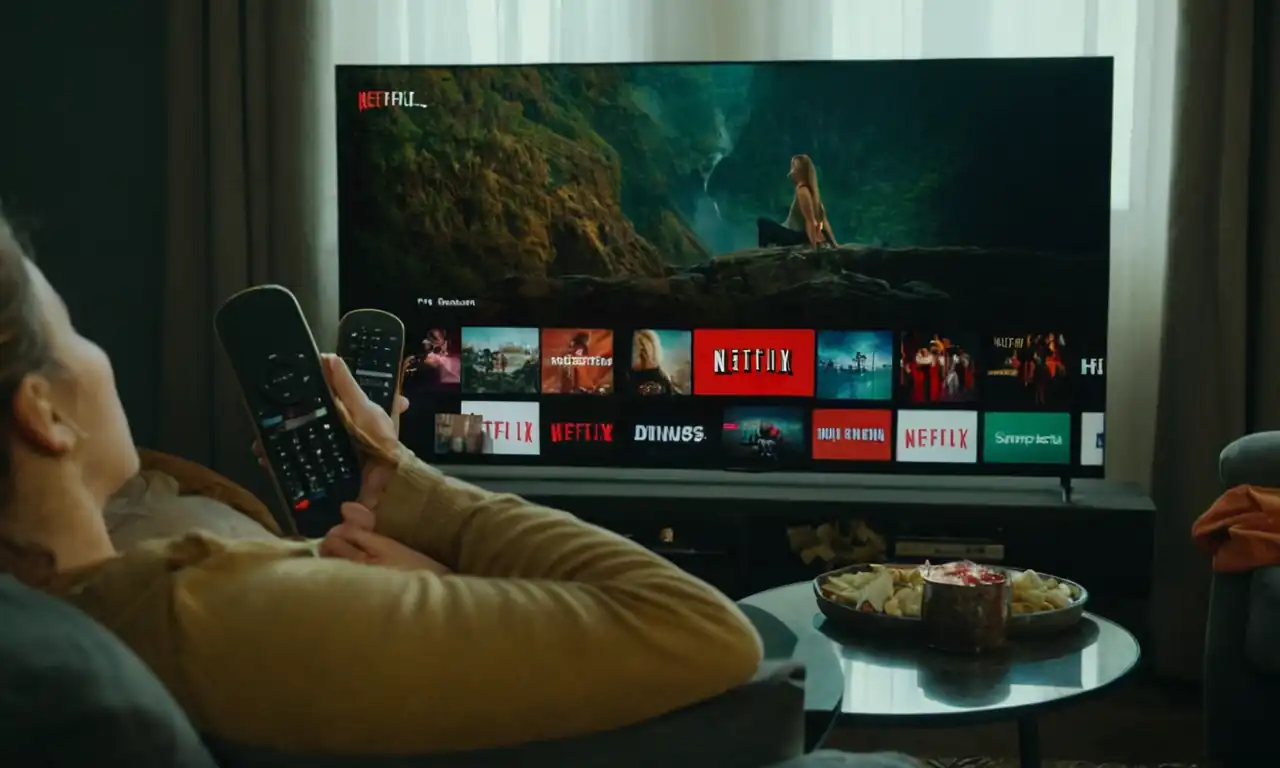 4 pantallas con contenido de Netflix y dispositivos conectados