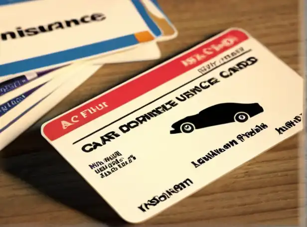 Car documents and insurance cards on a desk