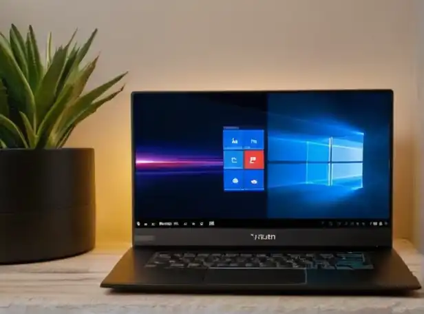 Laptop connected to TV with shared screen display