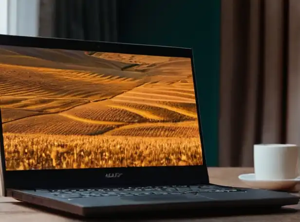 Laptop connected to a TV with a shared screen