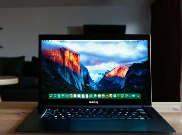 Laptop connected to TV screen with wirelessly shared content