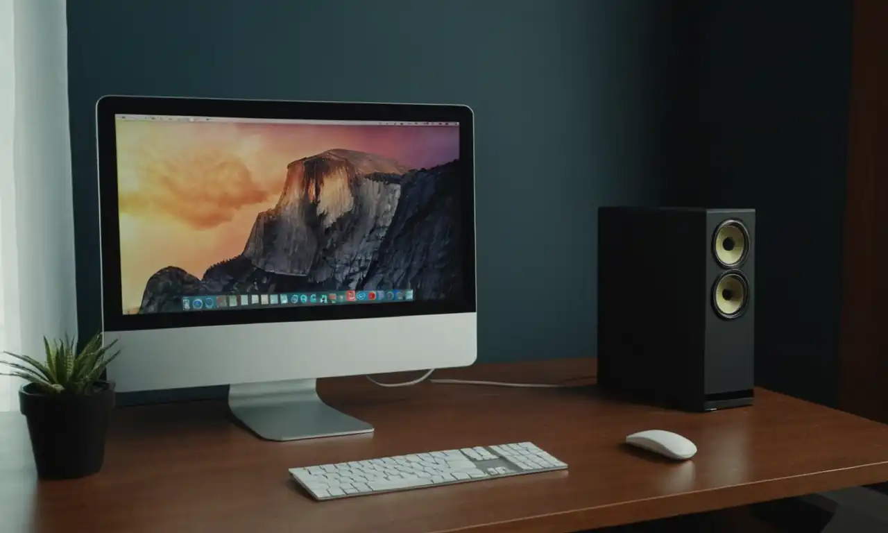 Escritorio con computadora y teléfono móvil con pantalla dividida