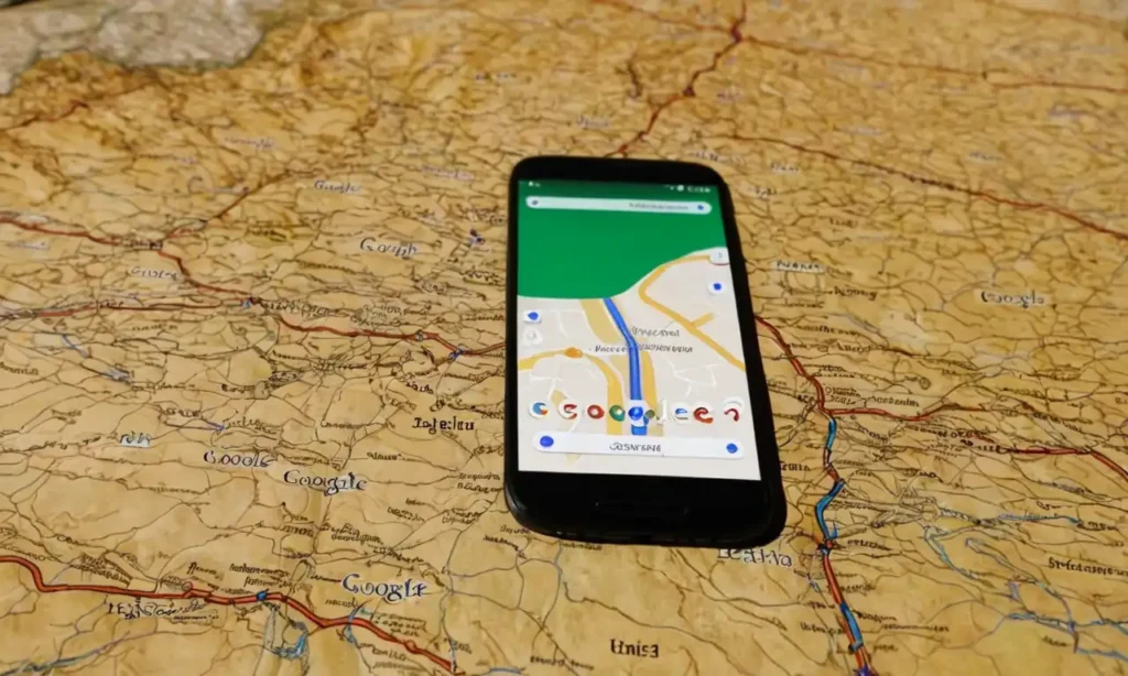 Mapa de Google en un teléfono móvil