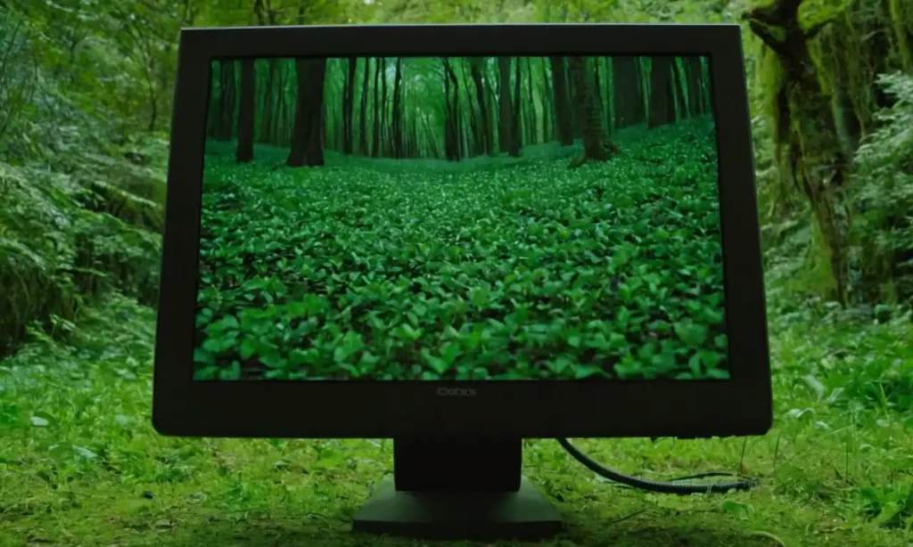 Código en una pantalla de computadora con una huella digital verde