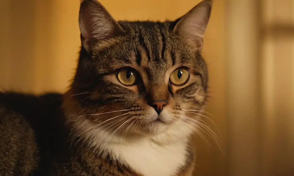 Un gato persa de ojos brillantes y pelaje suave rodeado de una sombra ominosa