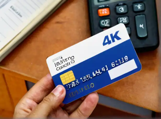 A person holding a Spanish ID card with a calculator and papers