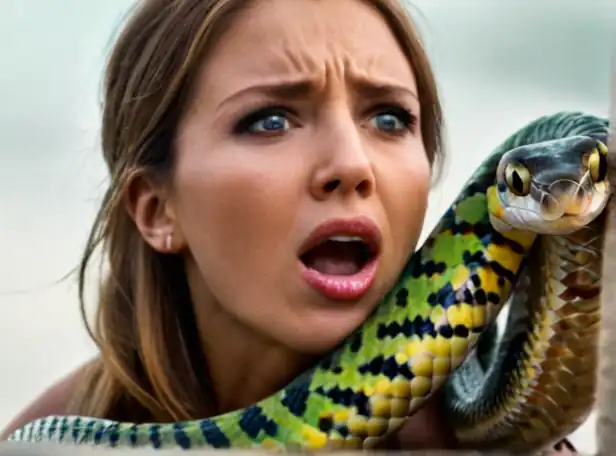 Deadly snakes wrapped around a surprised person