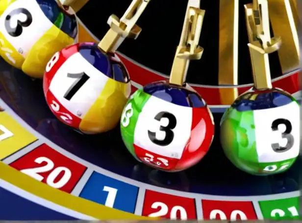 Lucky numbers rolling in a colorful lottery wheel with Euromillion balls