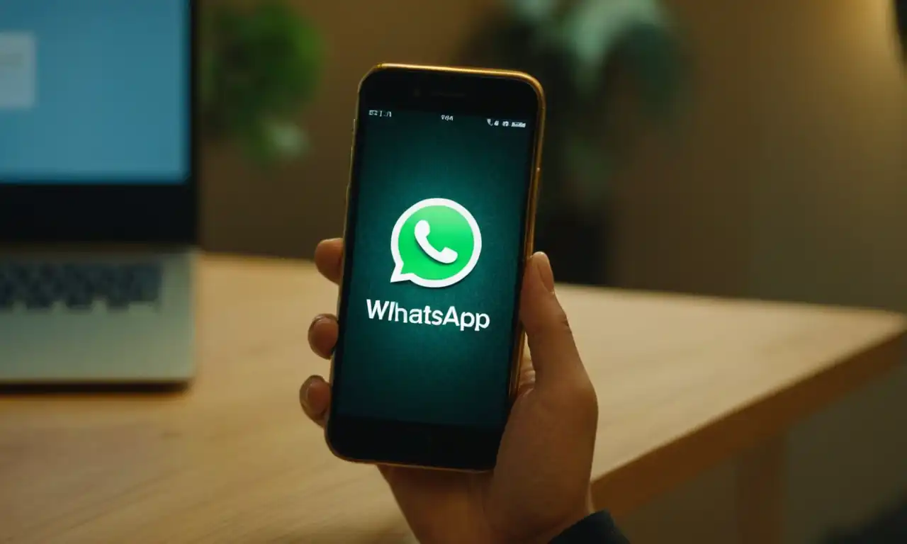 Un teléfono móvil abierto en una conversación WhatsApp