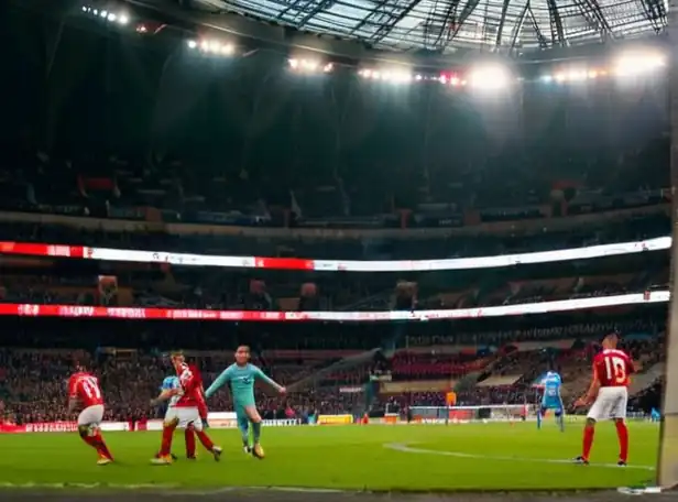 Football players on the stadium pitch in action