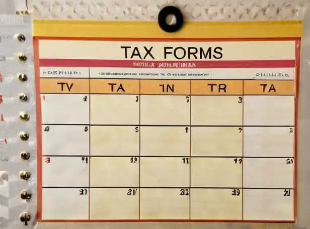 Tax forms and deadlines calendar with a clock