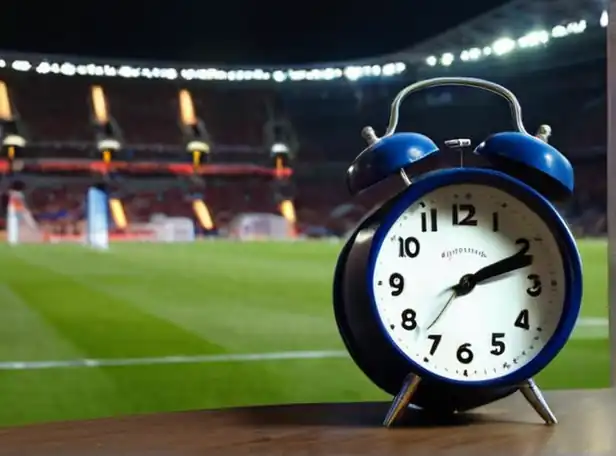 Champions League schedule and clocks with European football stadium backdrop