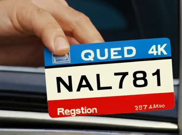 A person holding a car registration with puzzled expression