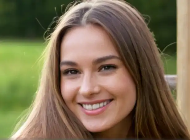 Healthy woman smiling with long hair in a natural setting