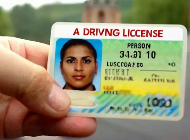 A person holding a driving license with clock in background