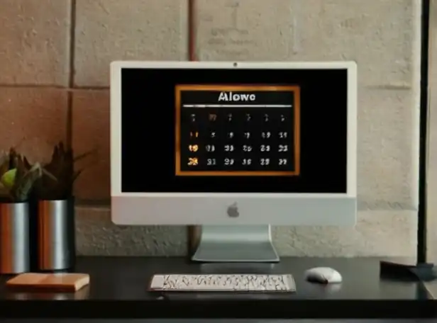 A person working on a computer with a calendar clock