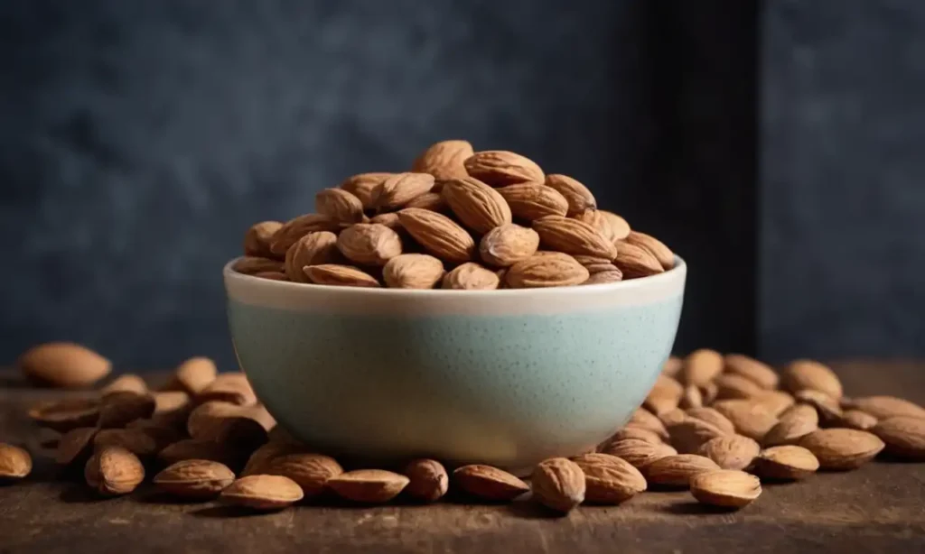 Freshly poured almonds bowl