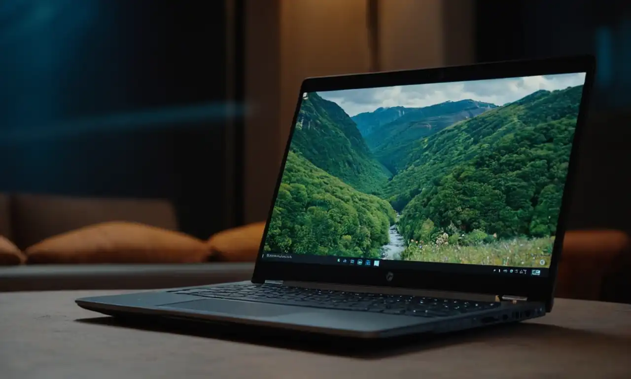 Una laptop HP abierta con un cursor moviéndose sobre una celda