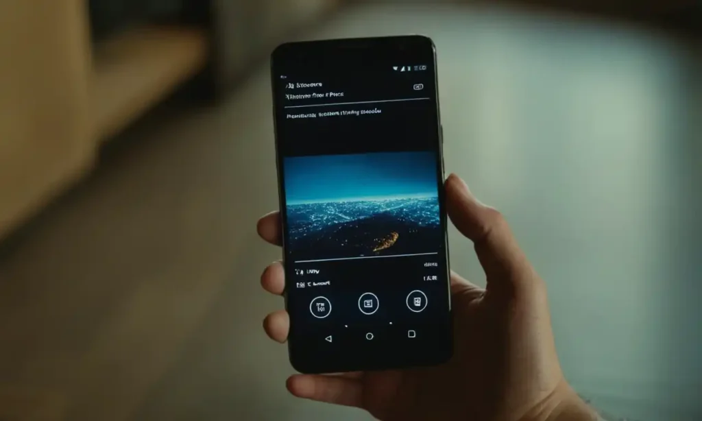 Smartphone con una pantalla iluminada y un archivo de video descargado
